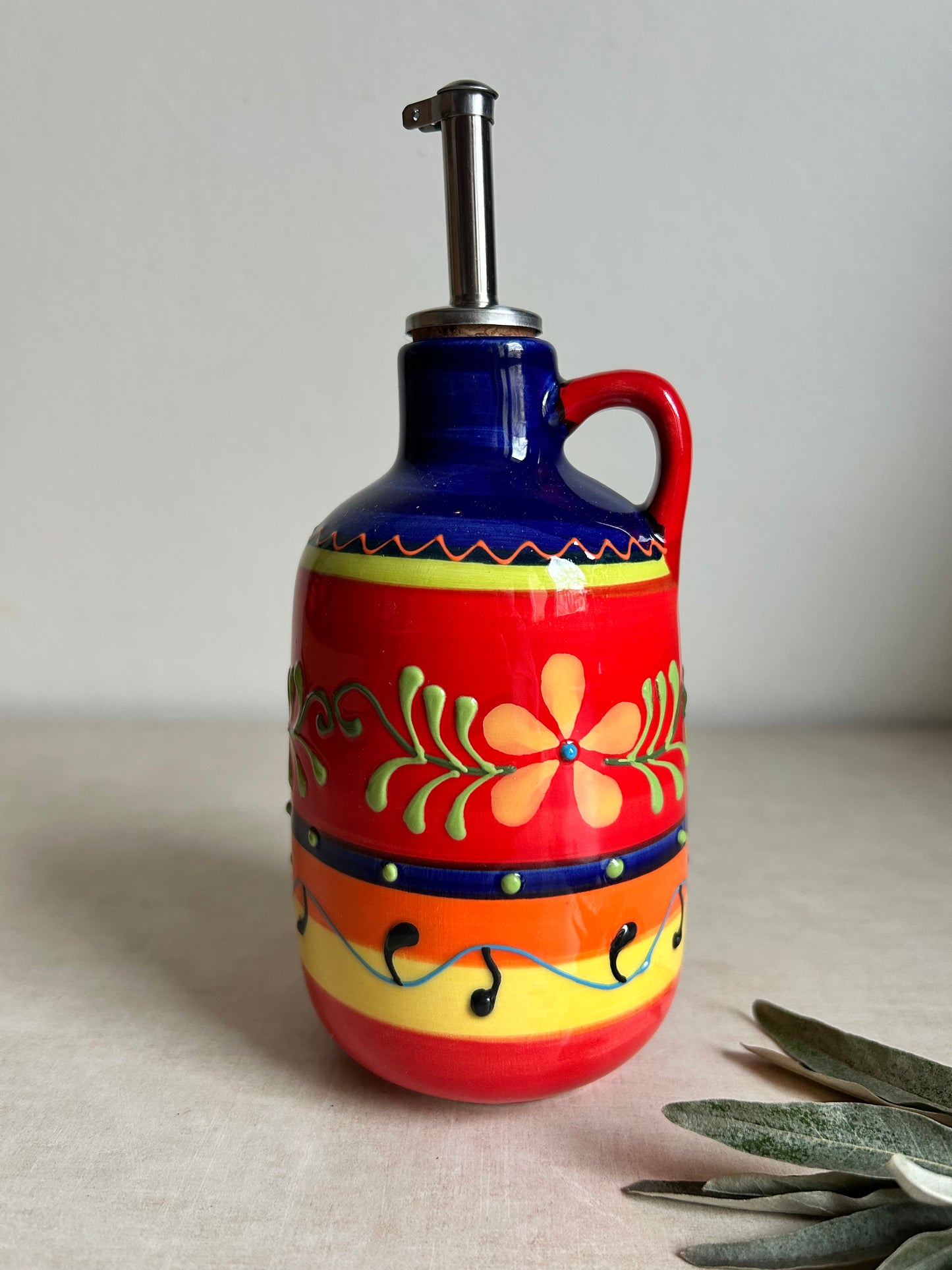 Butelka na oliwę ocet COMPETA ceramika hiszpańska ręcznie malowana