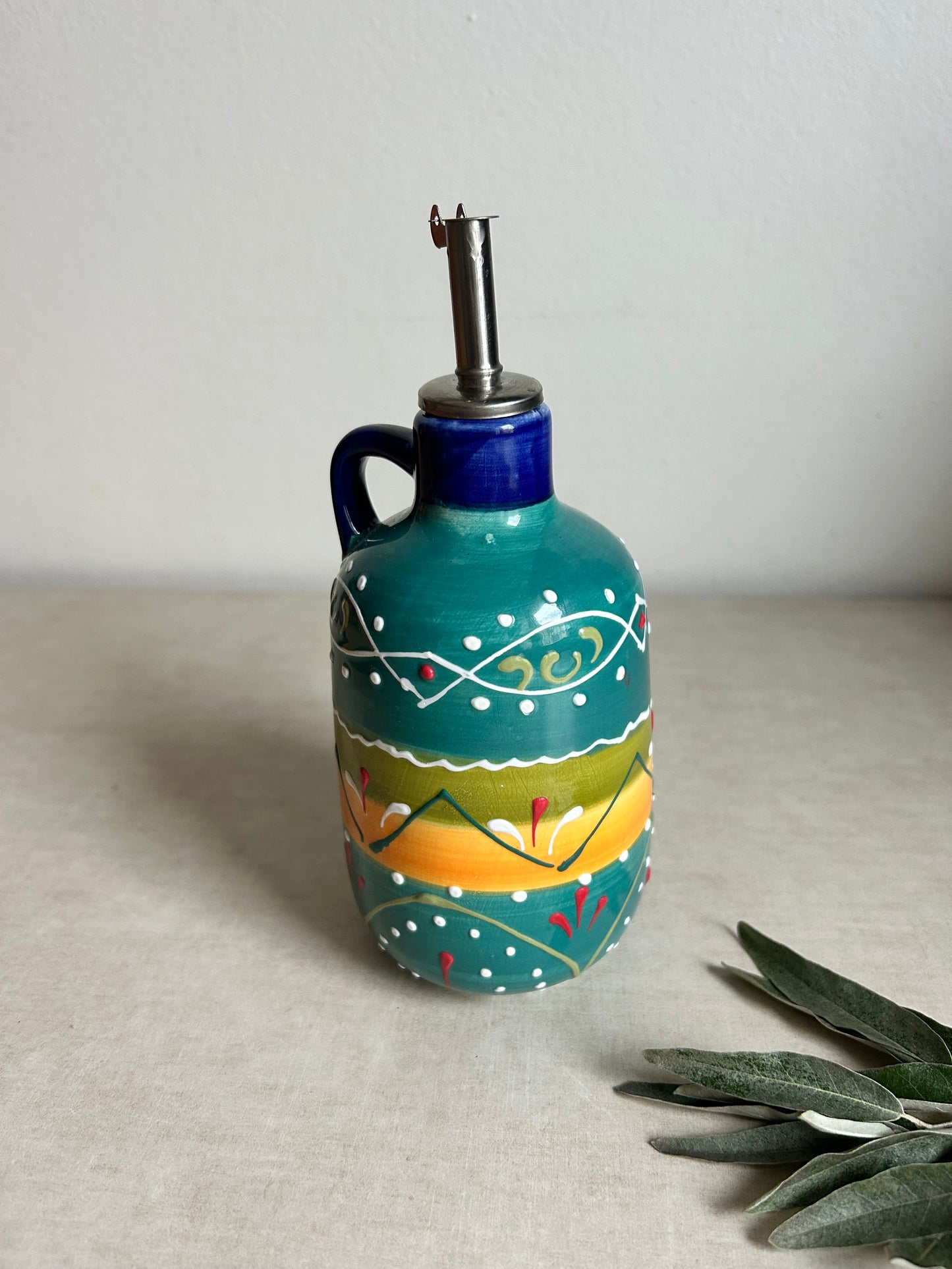 Butelka na oliwę ocet EL CLARO ceramika hiszpańska ręcznie malowana