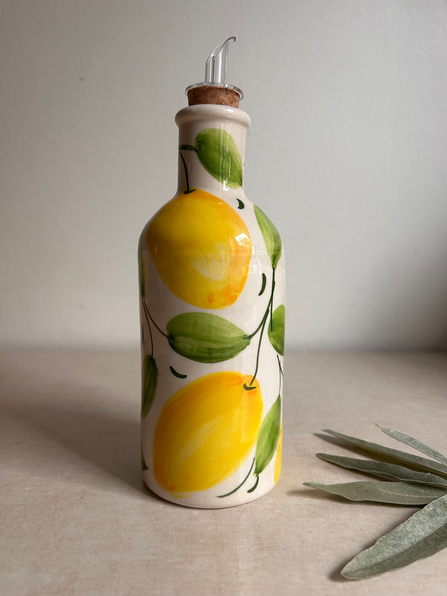 Butelka na oliwę ocet LIMON ceramika ręcznie malowana