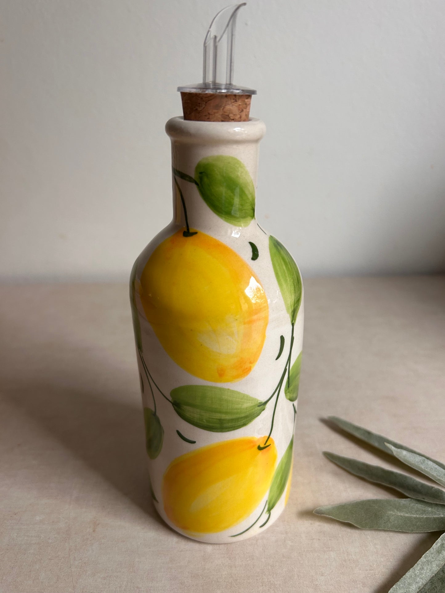 Butelka na oliwę ocet LIMON ceramika ręcznie malowana